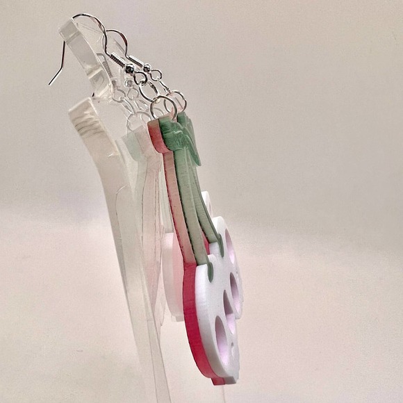 Cherry Skull Earrings - Summer Earrings - Goth Earrings - Statement Earrings - Picture 5 of 10